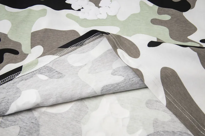 D316# ​​Top P132 D317# Pants P136 DENIM TEARS Kapok European and American fashion brand high quality correct version foam flocking camouflage printed short-sleeved suit Color Camouflage blue Camouflage powder Camouflage gray Camouflage apricot Camouflage green Size S-XL